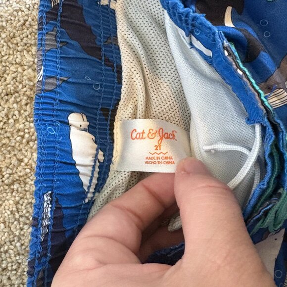 Cat & Jack Swim Suit Rashguard SPF T-shirt Whales Blue Grey Toddler Size 2T - Picture 5 of 7